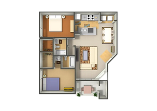 2 Bed, 2 Bath 1626 floor plan